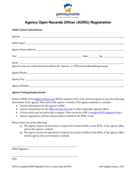 &quot;Agency Open Records Officer (Aoro) Registration&quot; - Pennsylvania