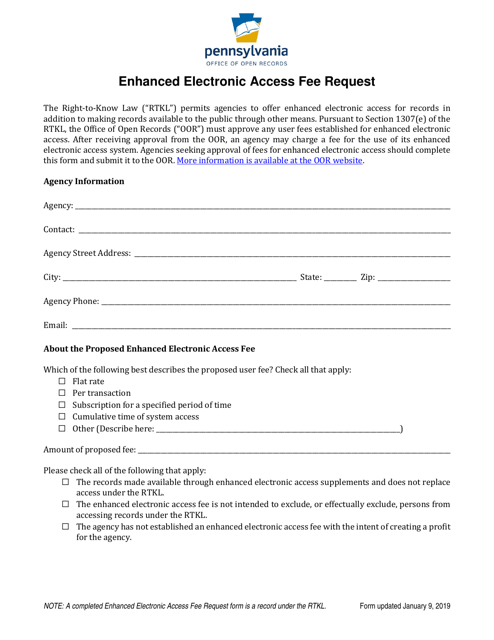 Enhanced Electronic Access Fee Request - Pennsylvania