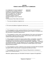 Form X Application for Approval of an Exemption From the Commission's Railroad Clearance Requirements - Pennsylvania