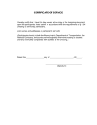 Pennsylvania Certificate of Service Download Printable PDF Templateroller