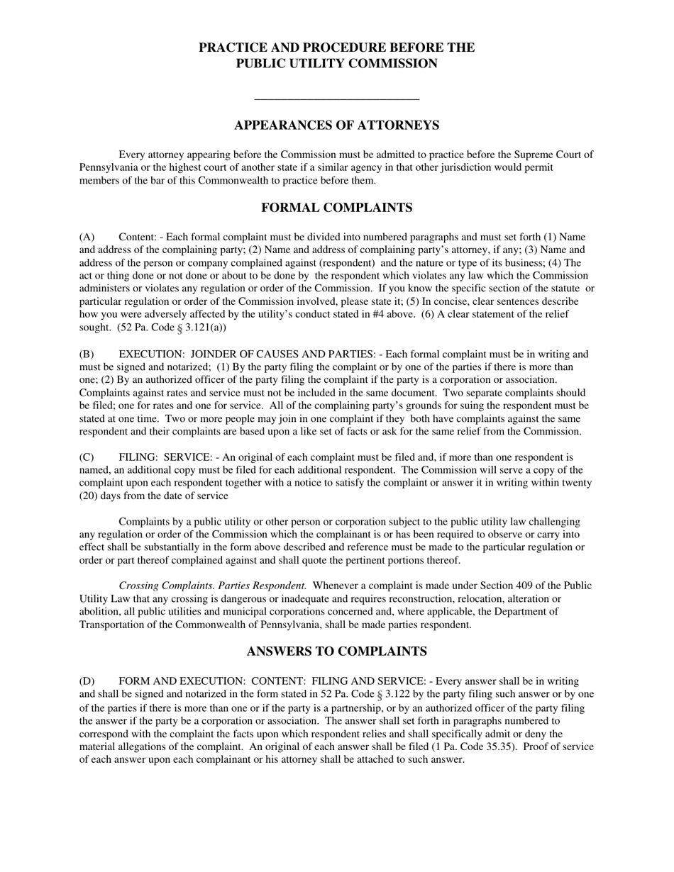 Railway Formal Complaint Form - Pennsylvania, Page 3