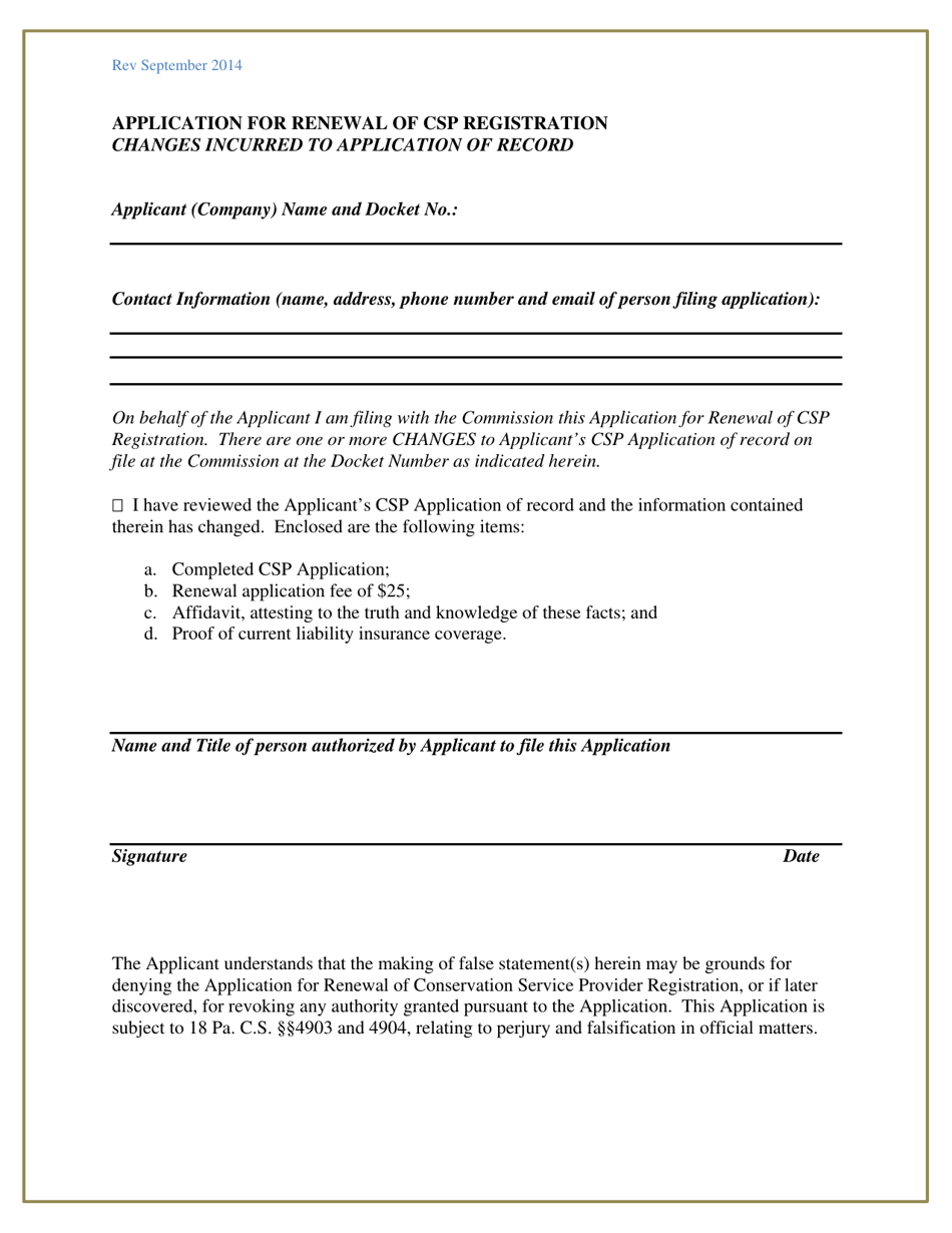 Applications for Renewal or Update of Conservation Service Provider (CSP) Registration - Pennsylvania, Page 3