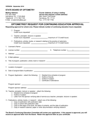 Optometrist Request for Continuing Education Approval - Pennsylvania, Page 2