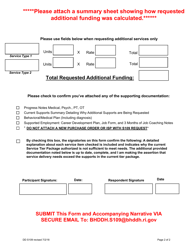 BHDDH Form S109 Participant Request for Additional Supports Above Service Tier Package Authorization - Rhode Island, Page 2
