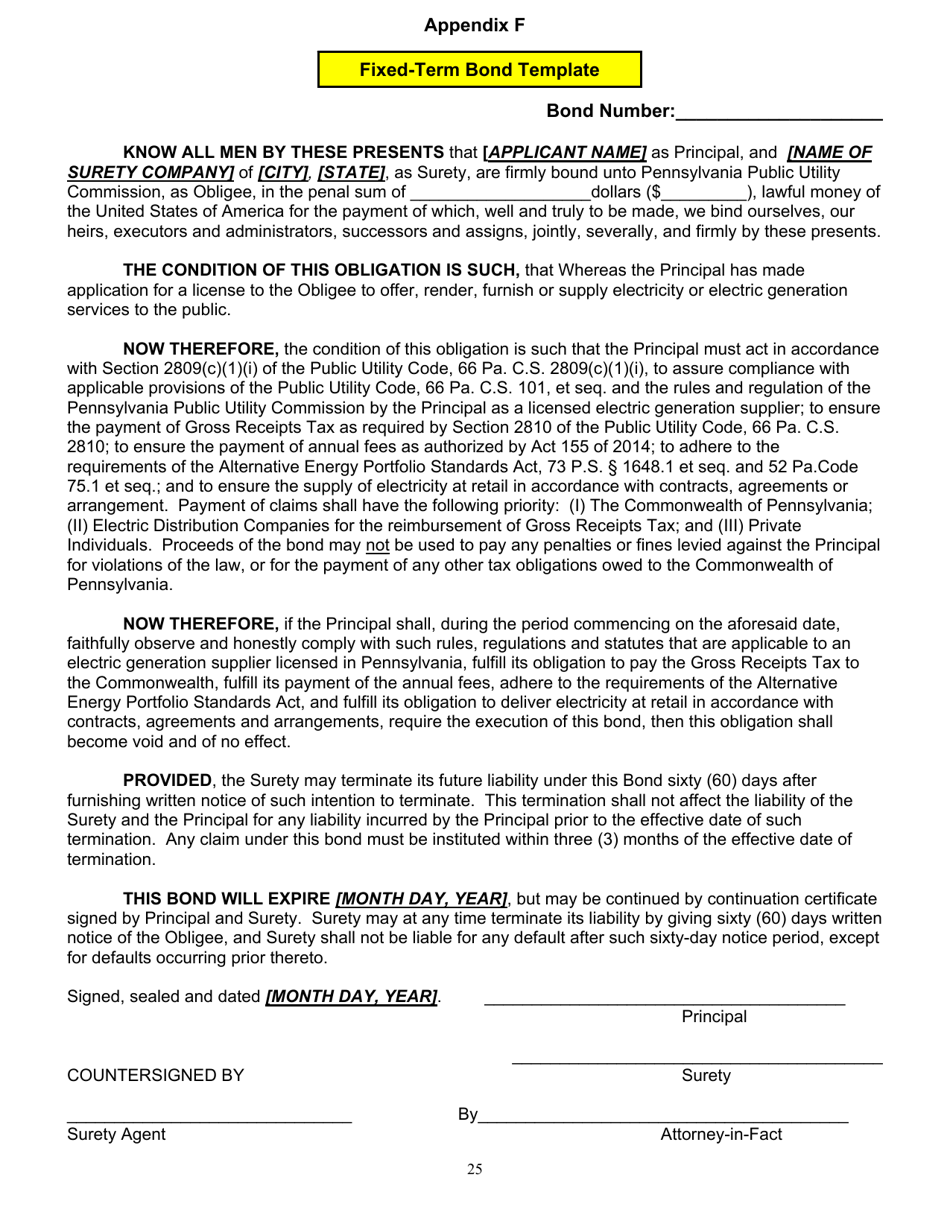 Application Form for Parties Wishing to Offer, Render, Furnish, or Supply Electricity or Electric Generation Services to the Public in the Commonwealth of Pennsylvania - Pennsylvania, Page 25