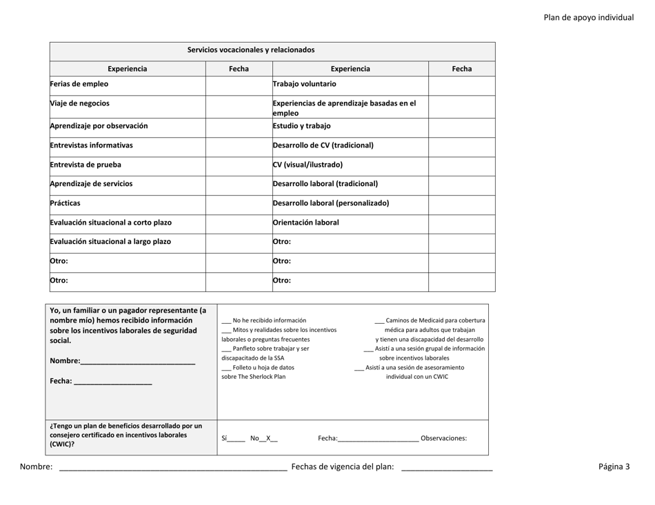 Plan De Apoyo Individual - Rhode Island (Spanish), Page 3