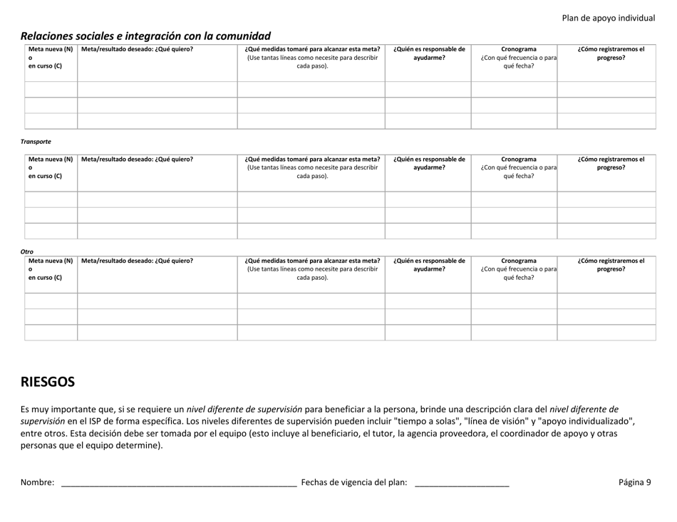 Plan De Apoyo Individual - Rhode Island (Spanish), Page 9