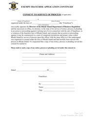 Application for Exemption From Registration as a Franchisor - Rhode Island, Page 2