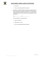 Application for Franchise Registration - Rhode Island, Page 5