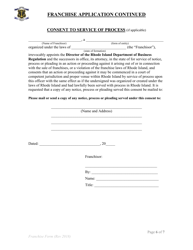 Application for Franchise Registration - Rhode Island, Page 6