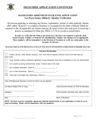 Application for Franchise Registration - Rhode Island, Page 7