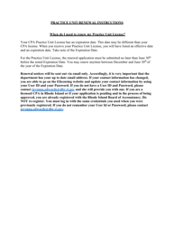 Rhode Island CPA Practice Unit Renewal Application Form - Rhode Island