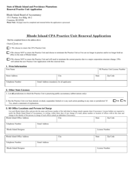 Rhode Island CPA Practice Unit Renewal Application Form - Rhode Island, Page 2