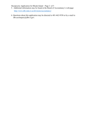 Rhode Island CPA Reciprocity Application - Rhode Island, Page 2