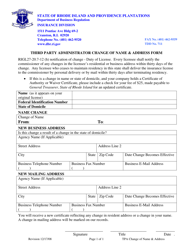 Document preview: Third Party Administrator Change of Name & Address Form - Rhode Island