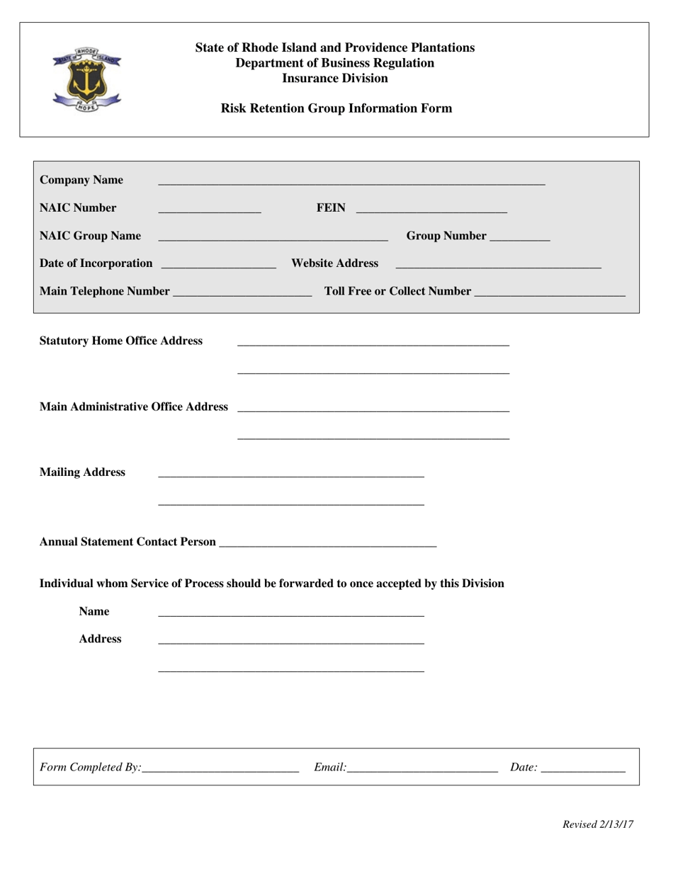 Rhode Island Risk Retention Group Information Form - Fill Out, Sign ...