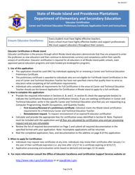 Career and Technical Education Preliminary Certificate Application Form - Rhode Island, Page 2