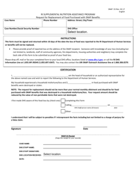 Form SNAP-55 Request for Replacement of Food Purchased With Snap Benefits - Rhode Island