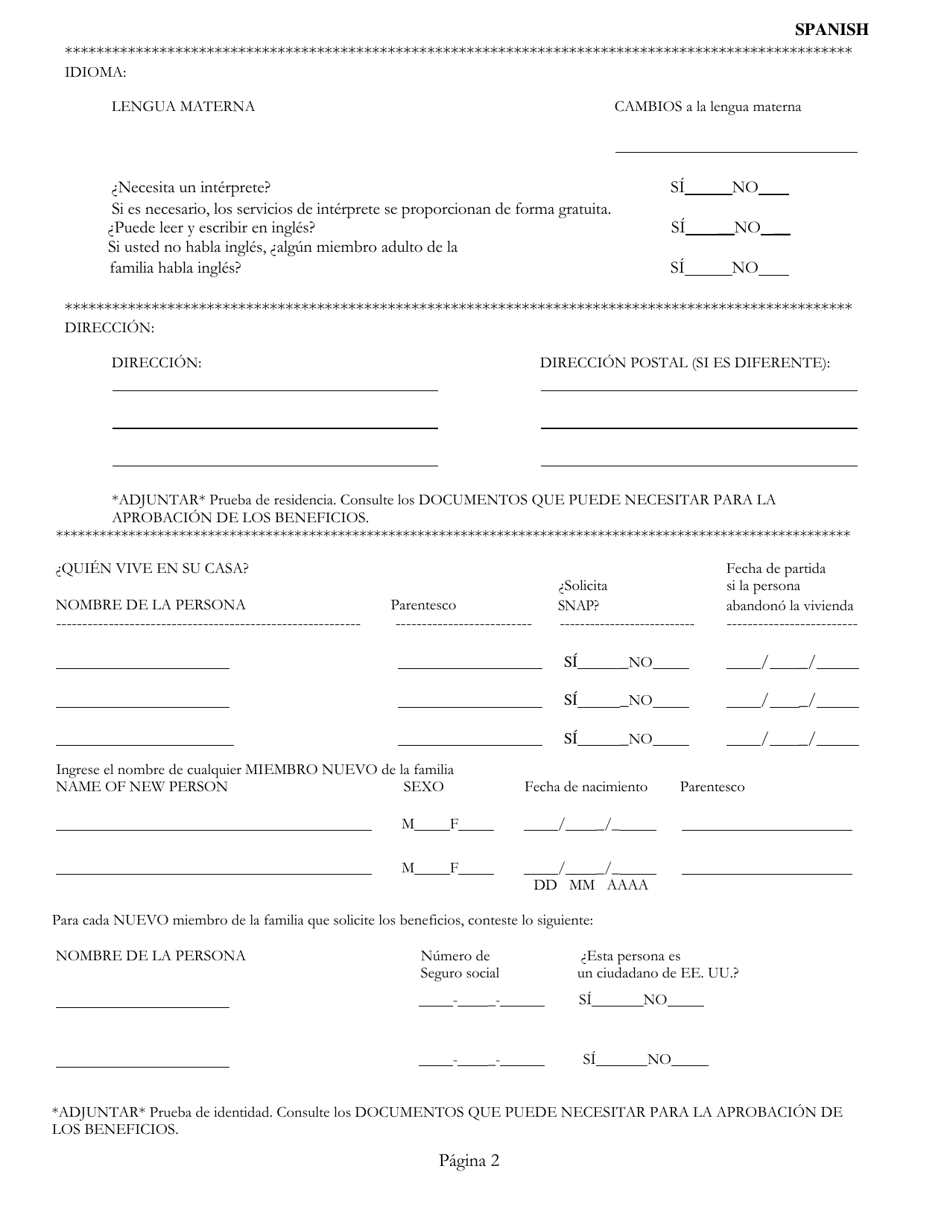 Formulario SNAP-2 Formulario De Recertificacion Del Snap - Rhode Island (Spanish), Page 2