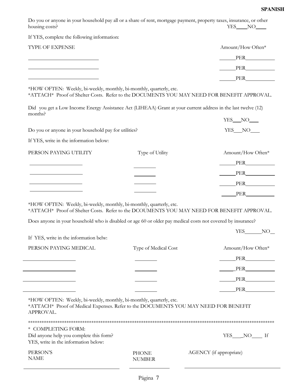 Formulario SNAP-2 Formulario De Recertificacion Del Snap - Rhode Island (Spanish), Page 7