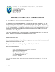 Aboveground Storage Tank Registration Form - Rhode Island
