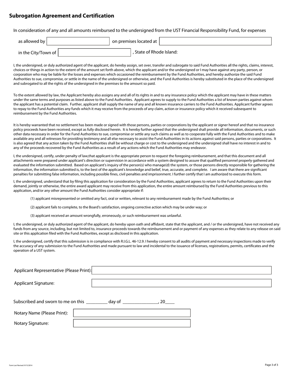 Request for Reimbursement - Rhode Island, Page 3