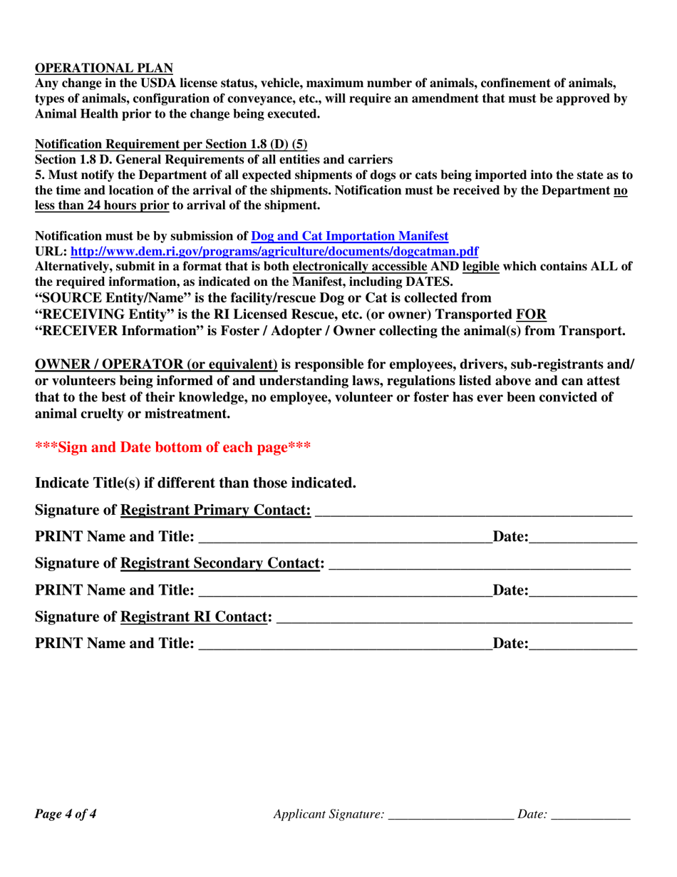 Registration Application for a Carrier - Rhode Island, Page 4