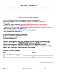Application for Livestock Dealer License - Rhode Island, Page 3