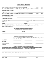 Registration Application for a Boarding Kennel - Rhode Island, Page 2