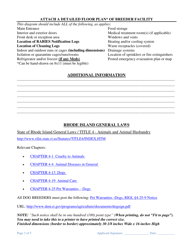 Application for Dog or Cat Breeder License - Rhode Island, Page 3