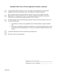 Expedited Minor Source Permit Application Checklist - Rhode Island, Page 2