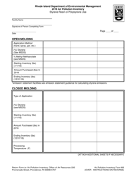 Document preview: API Form M3 Styrene Resin or Polystyrene Use - Rhode Island