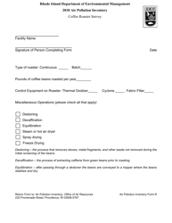 Document preview: API Form R Coffee Roaster Survey - Rhode Island