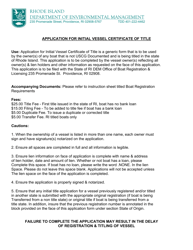Application for Initial Vessel Certificate of Title - Rhode Island, Page 2