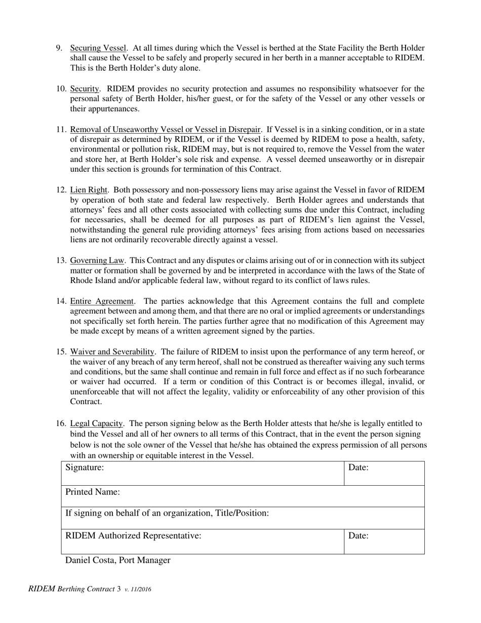 Permanent Berthing Contract - Rhode Island, Page 3