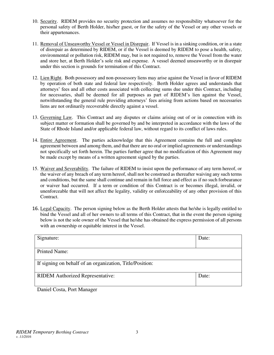 Temporary Berthing Contract - Rhode Island, Page 3
