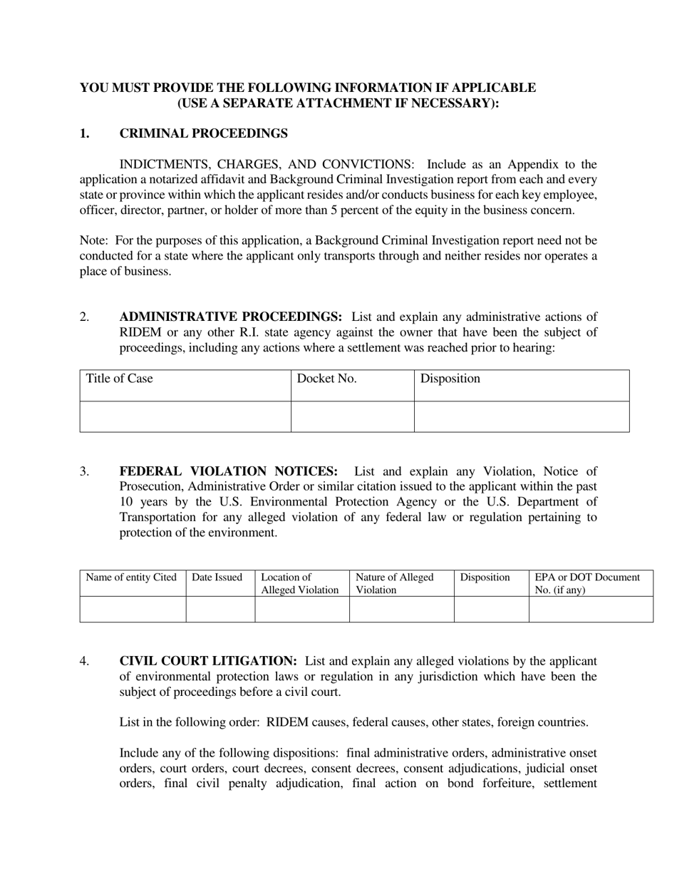 Business Concern Disclosure Statement for Solid, Medical, and Hazardous Waste Management Facilities - Rhode Island, Page 3