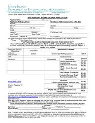 Resident Marine License Application Form - Rhode Island, Page 2