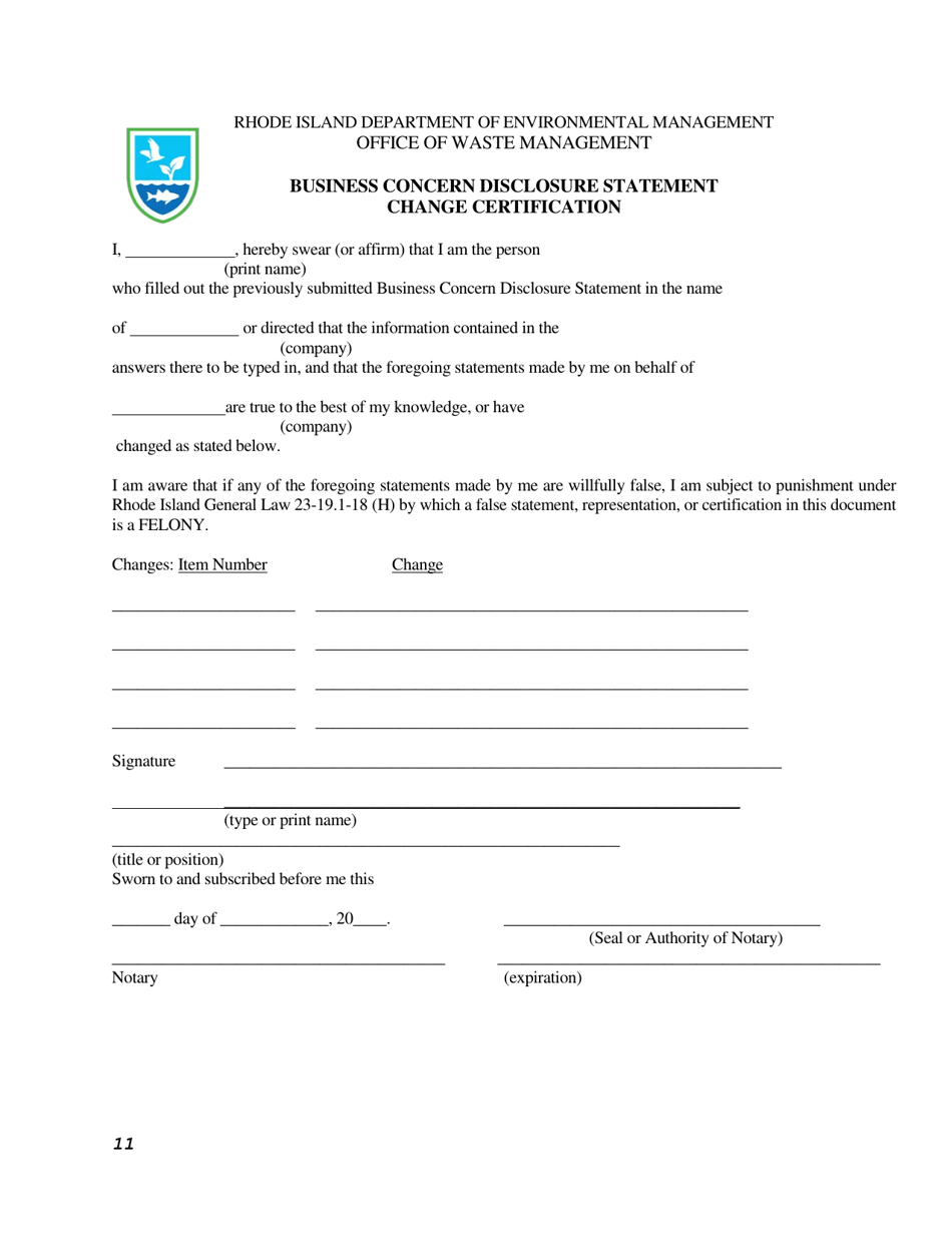 Hazardous Waste Transporter Application Form - Rhode Island, Page 11