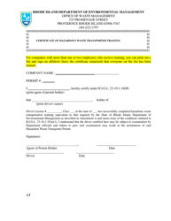 Hazardous Waste Transporter Application Form - Rhode Island, Page 13
