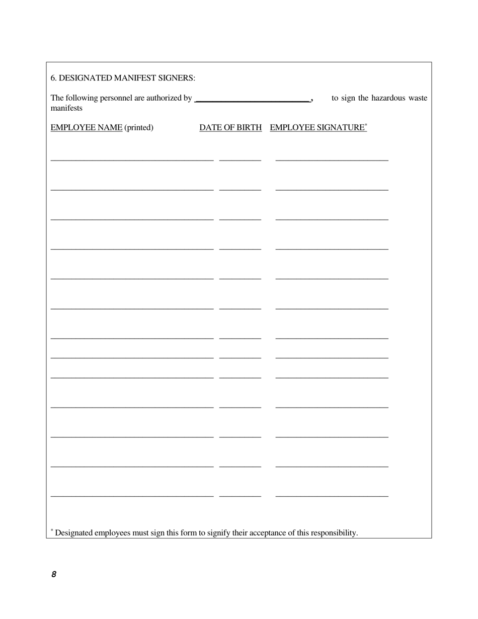 Hazardous Waste Transporter Application Form - Rhode Island, Page 8