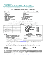 Document preview: Multi-Purpose License Renewal Application Form - Rhode Island, 2019