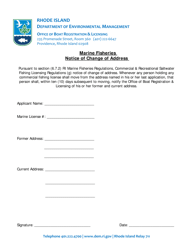 Document preview: Marine Fisheries Notice of Change of Address - Rhode Island