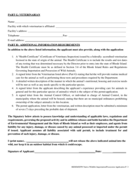 Application for Native Wild Animal Possession/Importation Permit - Rhode Island, Page 3