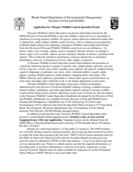 Document preview: Application for Nuisance Wildlife Control Specialist Permit - Rhode Island