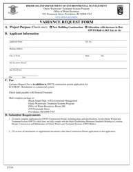 Document preview: Variance Request Form - Rhode Island