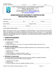Subdivision Site Suitability Certification Application - Rhode Island