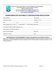 Subdivision Site Suitability Certification Application - Rhode Island, Page 4