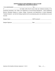 Subdivision Site Suitability Certification Application - Rhode Island, Page 6