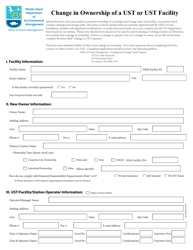 Document preview: Change in Ownership of a Ust or Ust Facility - Rhode Island